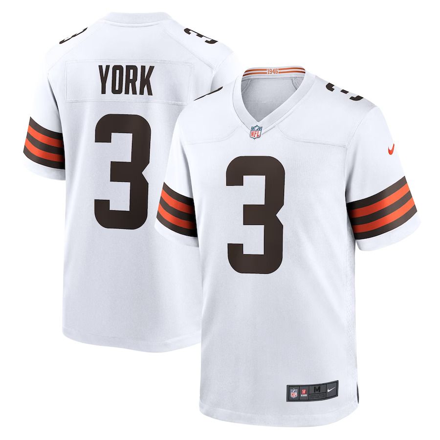 Men Cleveland Browns 3 Cade York Nike White Game Player NFL Jersey